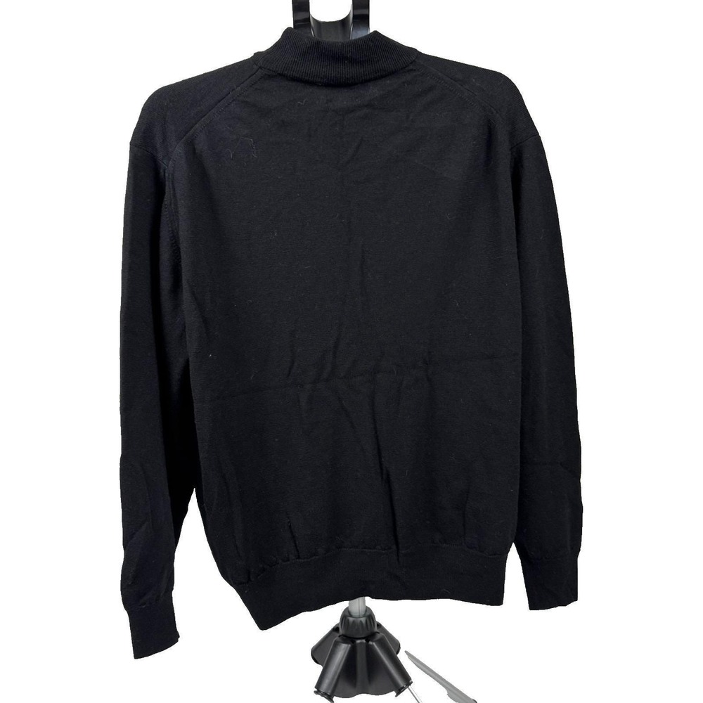 Vintage 90s Italian Merino Wool Sweater Black Minimalist Quiet Luxury Large